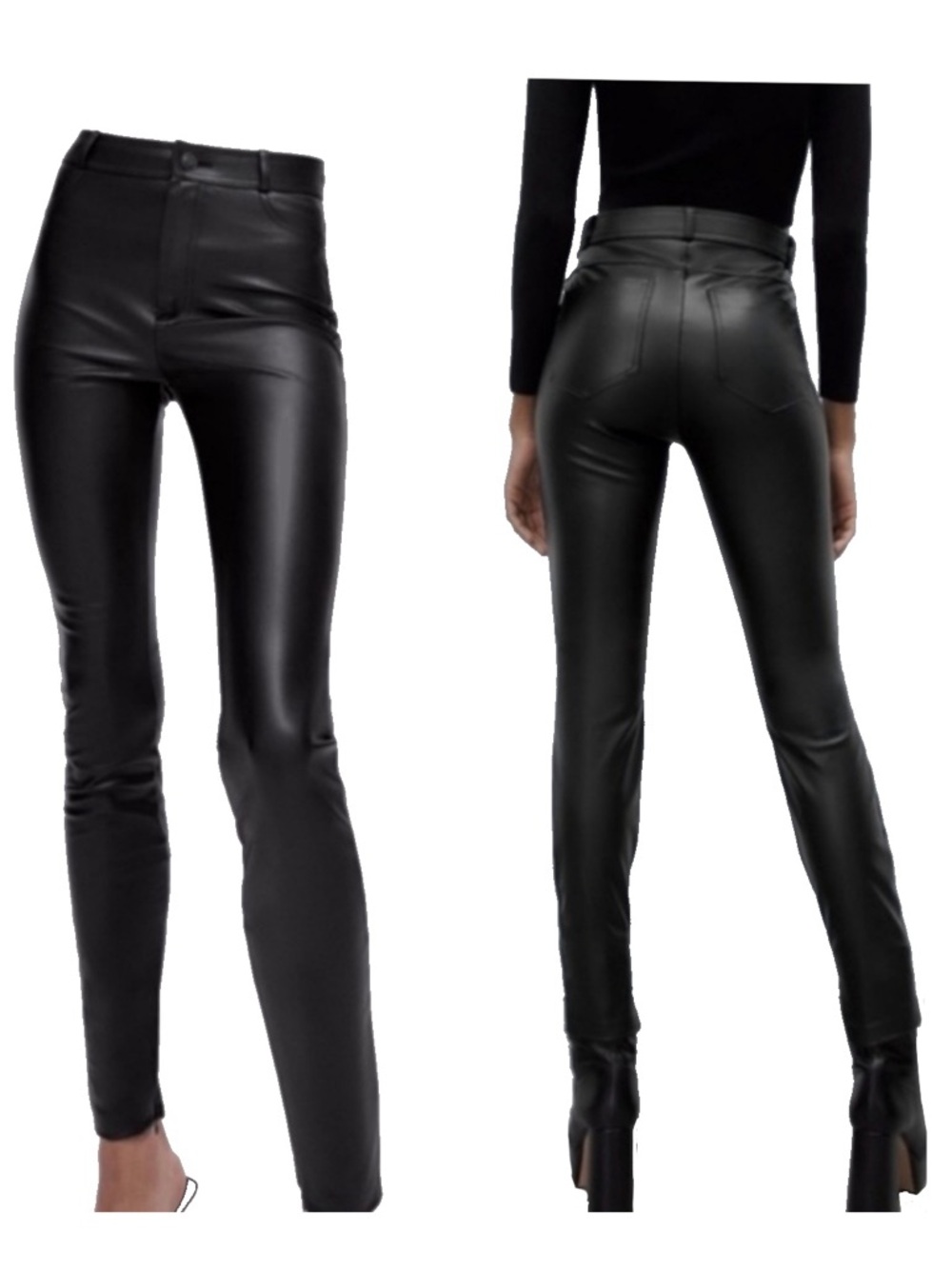 Zara Black Faux Leather Skinny Jeans